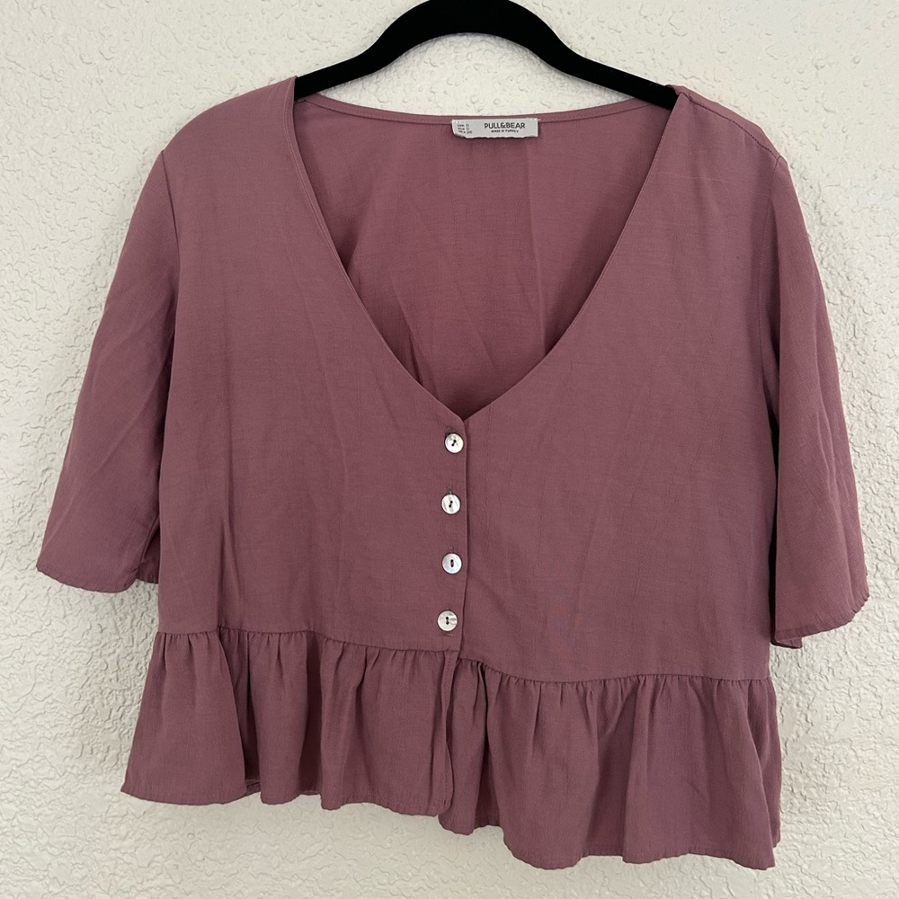 Pull&Bear Purple Crop Top